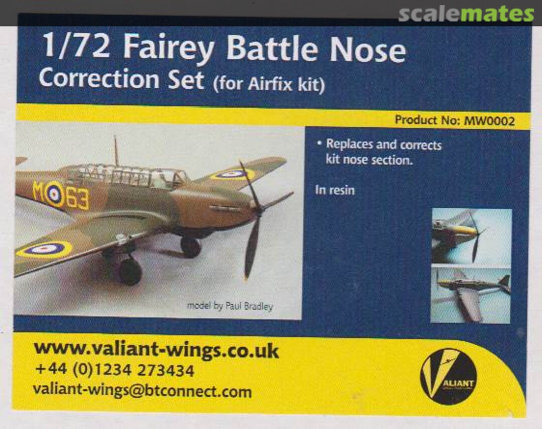 Boxart Fairey Battle Nose Correction Set MW0002 Valiant Wings Publishing