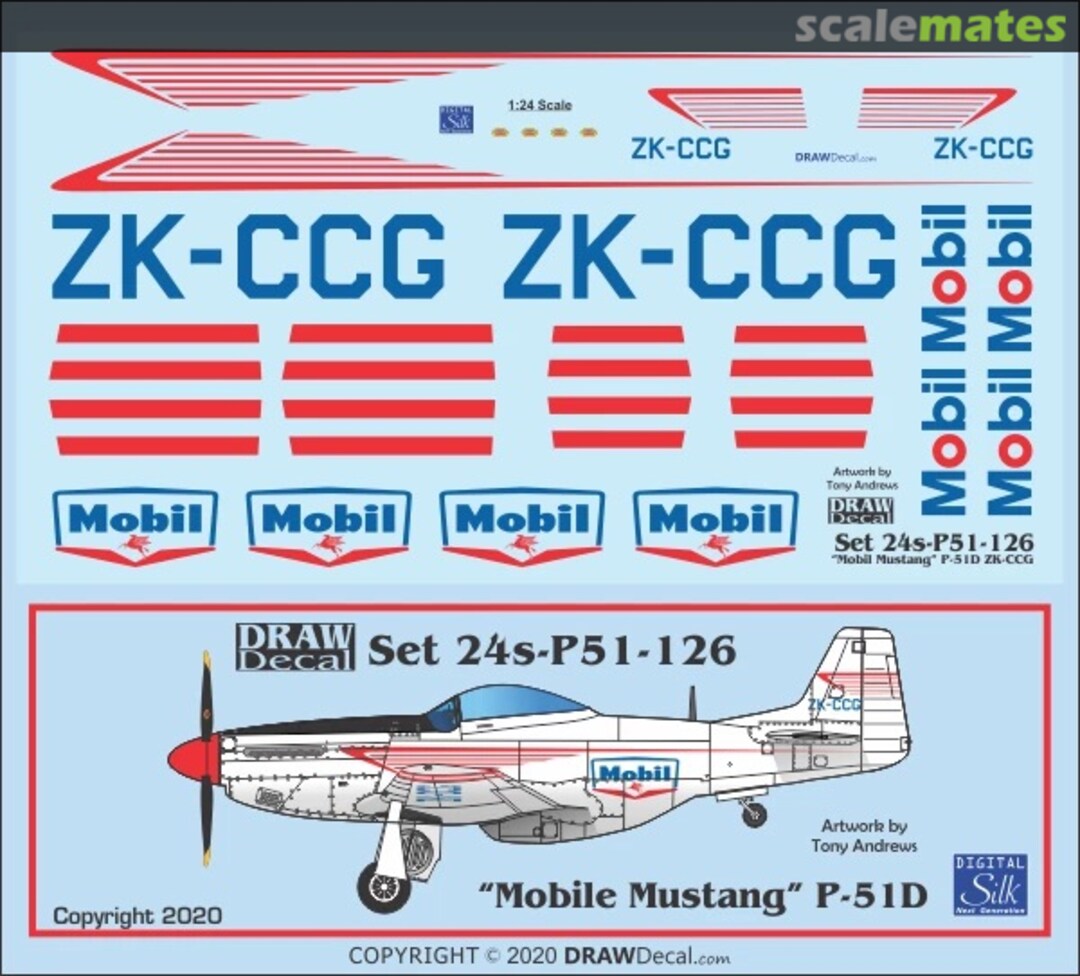 Boxart “Mobil” P-51D Mustang 24-P51-126 Draw Decal