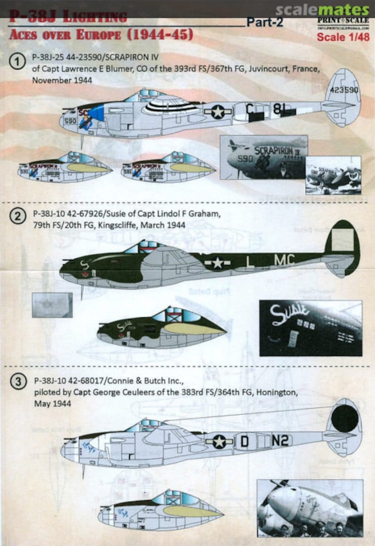 Boxart P-38J Lightning 48-158 Print Scale