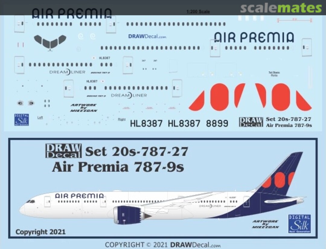 Boxart Air Premia 787-9 Dreamliners 20-787-27 Draw Decal