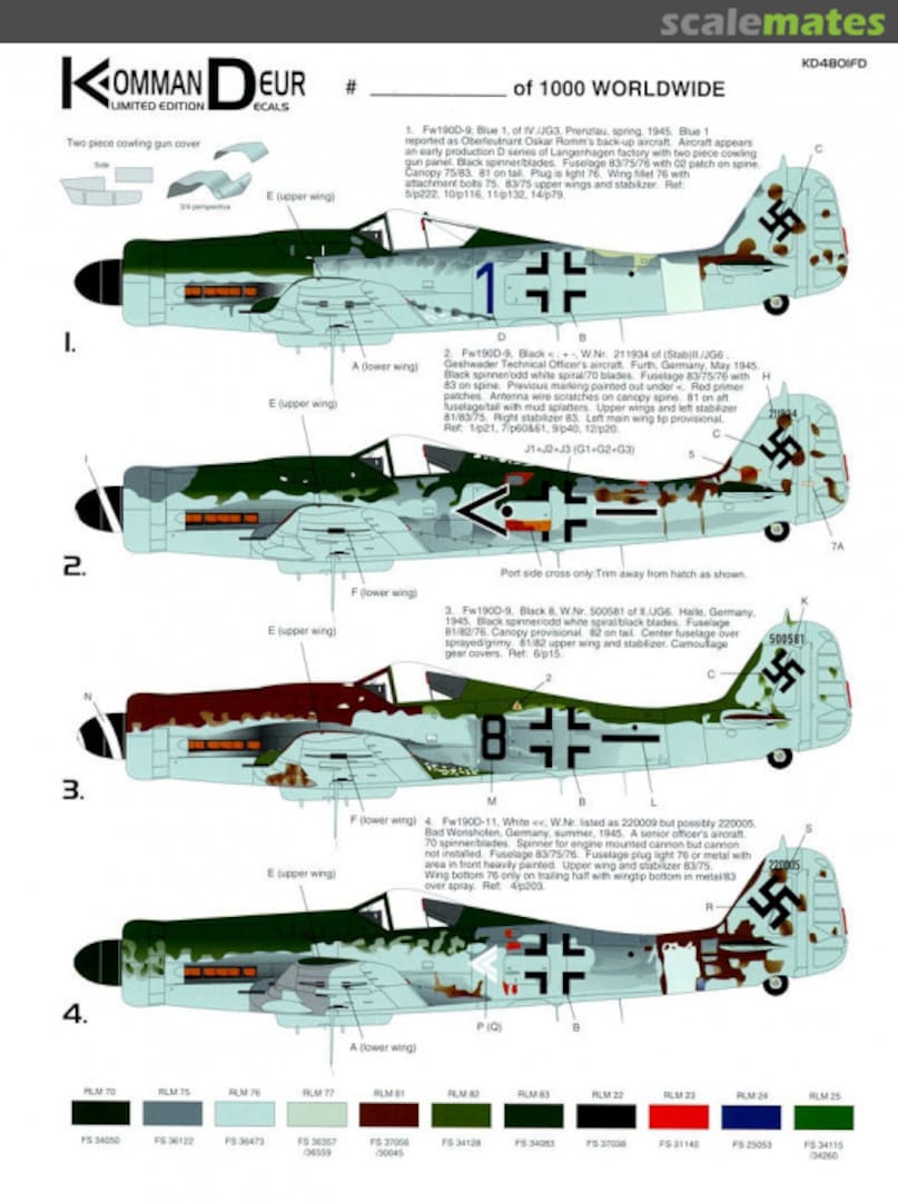 Boxart Focke-Wulf Fw 190 D-9 & 11 KD4801FD KommanDeur Decals