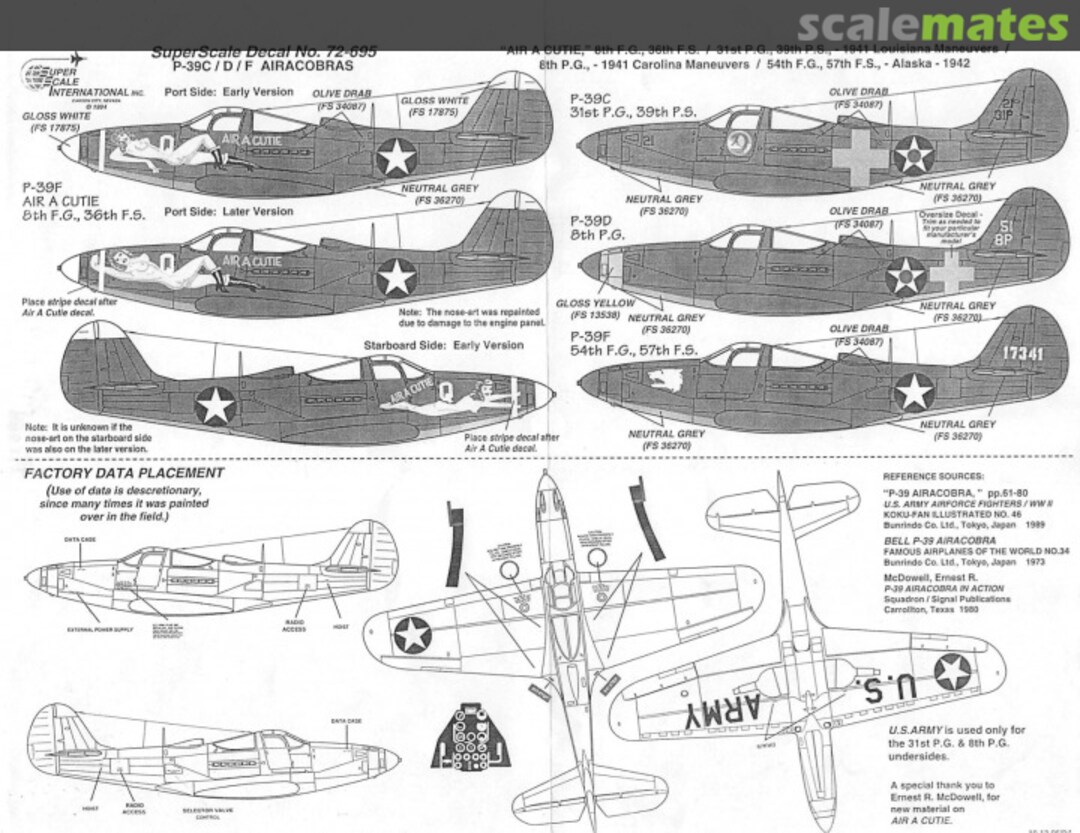 Boxart P-39C / D / F Airacobras 72-695 SuperScale International