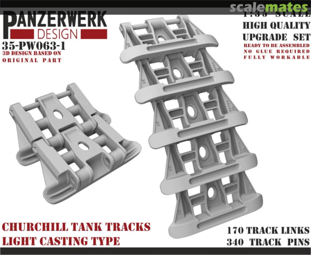 Boxart Churchill light casting type Tracks 35PW-063-1 Panzerwerk design