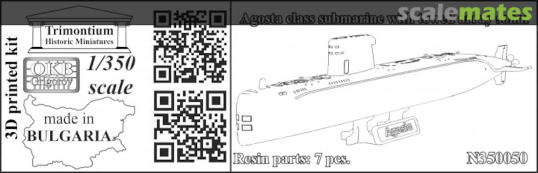 Boxart Agosta class submarine with towed array sonar N350050 OKB Grigorov