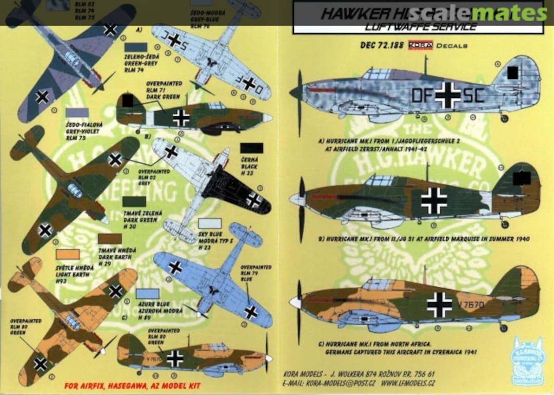 Boxart Hawker Hurricane Mk.I DEC72.188 Kora Models