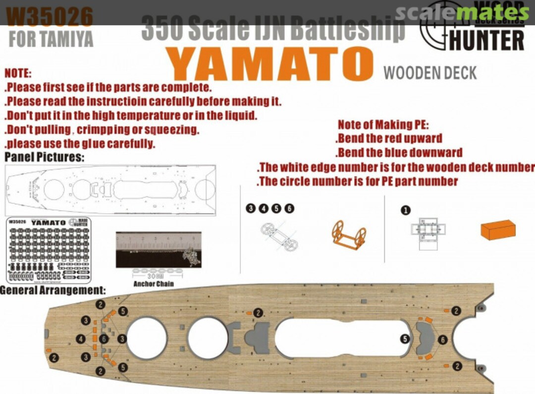 Boxart IJN Battleship Yamato Wooden Deck W35026 Wood Hunter