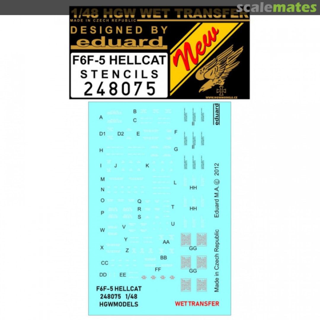 Boxart Grumman F6F-5 Hellcat - Stencils 1/48 248075 HGW Models