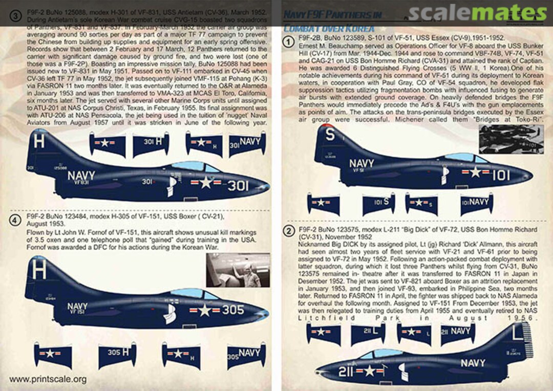 Boxart Navy F9F Panthers 48-160 Print Scale