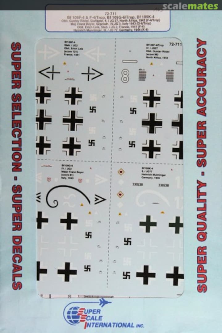 Boxart Messerschmitt Bf 109 F-4, G-6, K-4 72-0711 SuperScale International