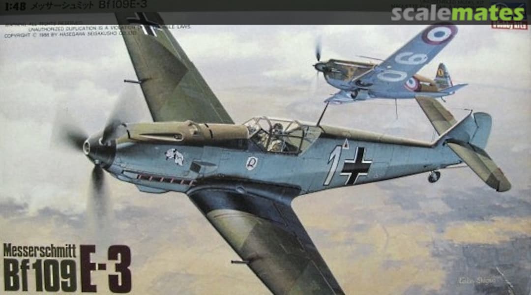 Boxart Messerschmitt Bf109E-3 J001:1500 Hasegawa