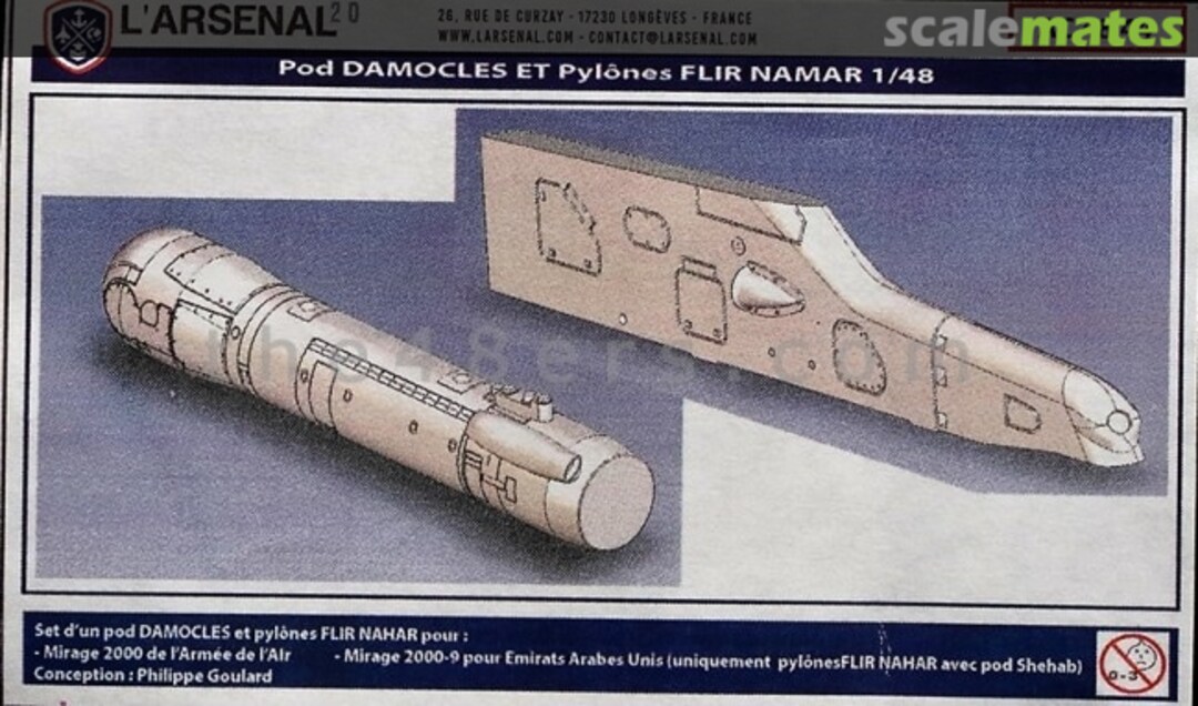 Boxart Damoclès targeting pod and FLIR NAHAR pylon AC 48 44 L'Arsenal