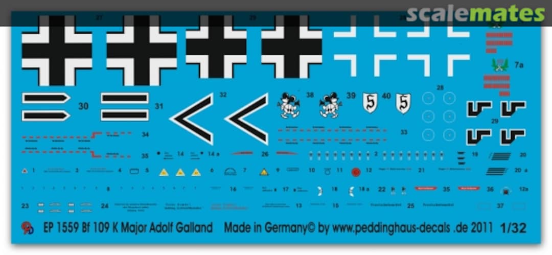 Boxart Bf 109G Major Adolf Galland EP 1559 Peddinghaus-Decals