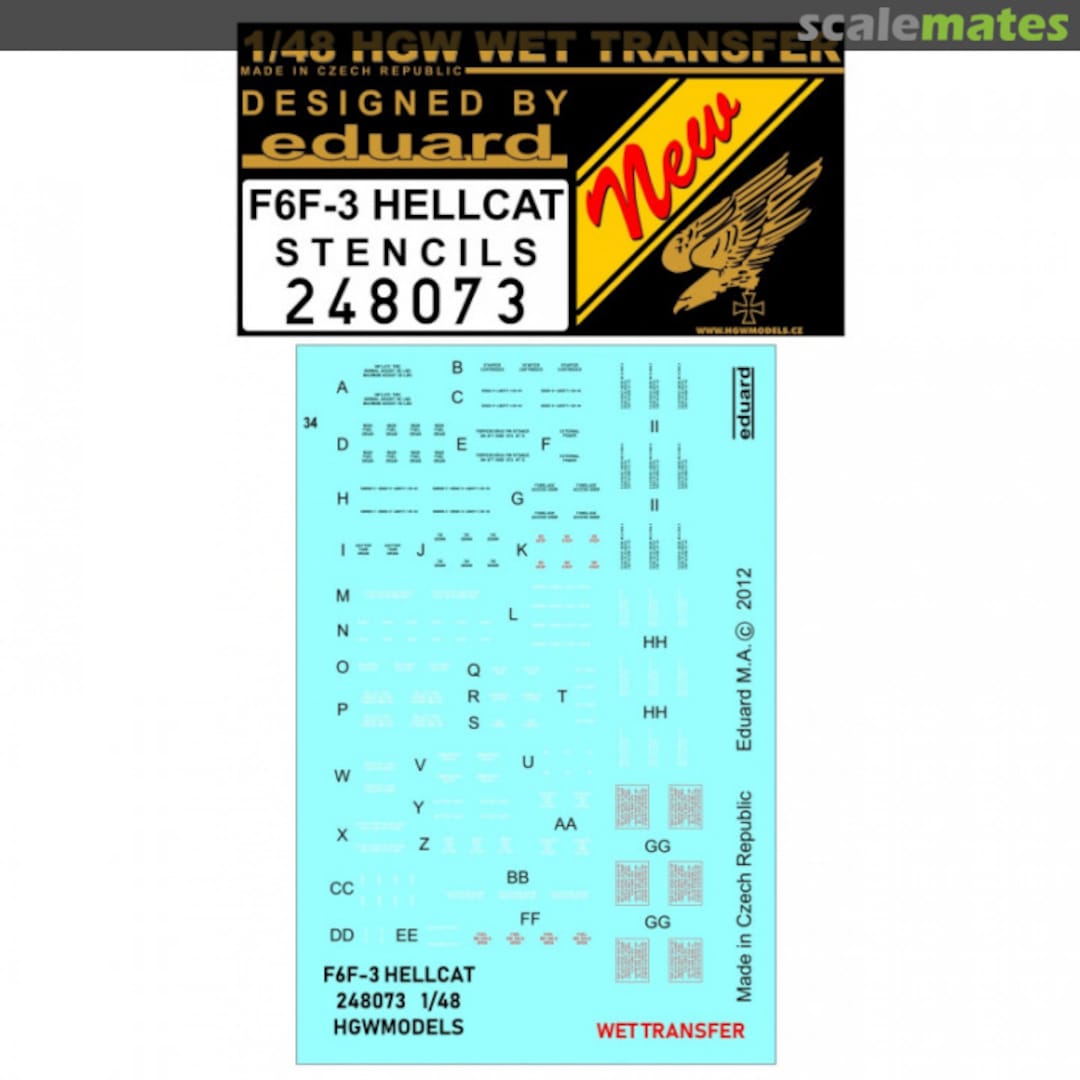 Boxart Grumman F6F-3 Hellcat - Stencils 1/48 248073 HGW Models