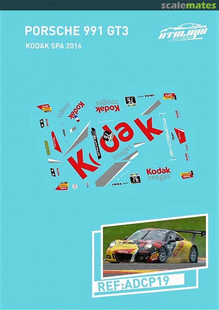 Boxart Porsche 991 GT3 R "Kodak" ADCP19 Atalaya Slot Decals