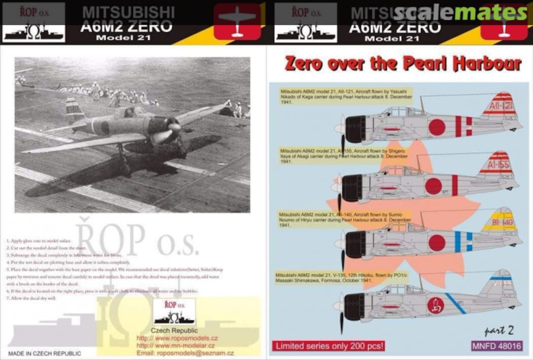 Boxart MITSUBISHI A6M2 ZERO MODEL 21 - ZERO OVER THE PEARL HARBOUR MNFDL48016 ROP o.s.