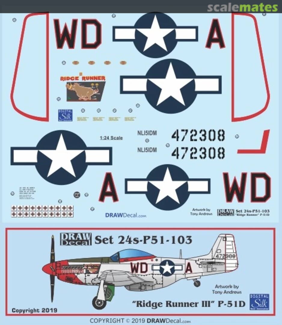 Boxart “Ridge Runner III” P-51D 24-P51-103 Draw Decal