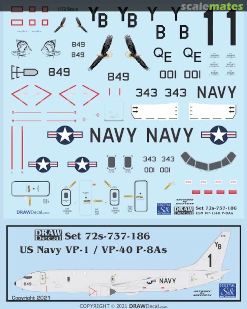 Boxart US Navy VP-1 / VP-40 P-8As Poseidons 72-737-186 Draw Decal