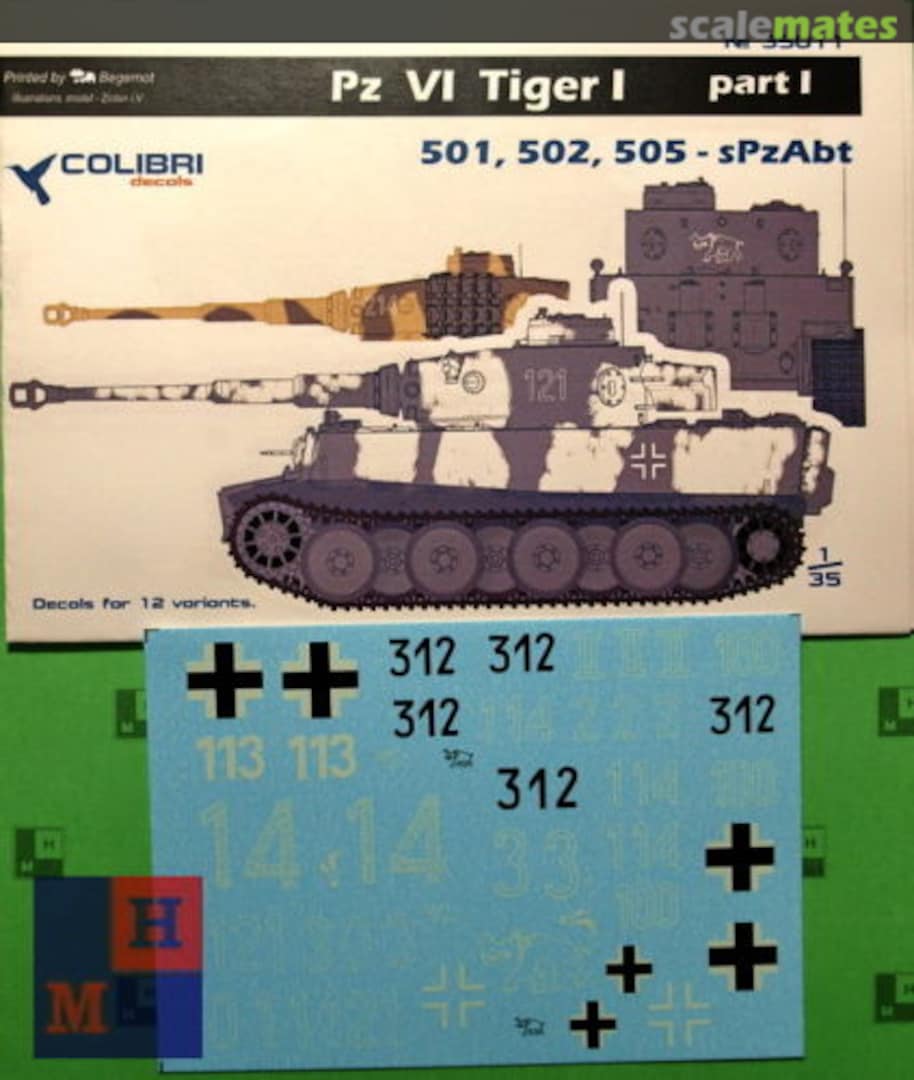 Boxart "Pz-VI Tiger I, Part I: 501;502;505- sPzAbt" 35011 Colibri Decals