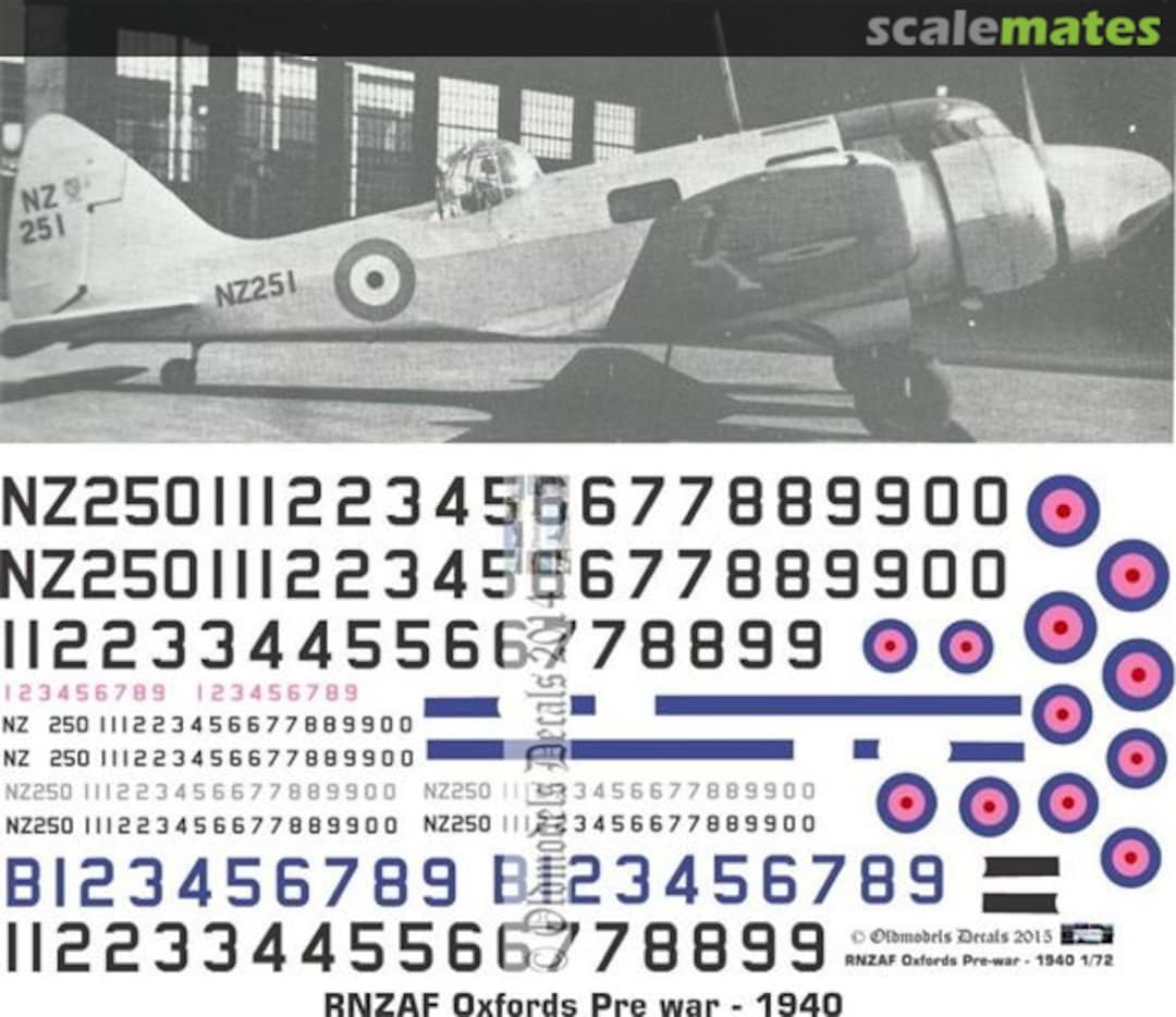 Boxart RNZAF Airspeed AS10 Mk1 & 2 And AS42 and As43 Oxfords OMD0932 Oldmodels Decals