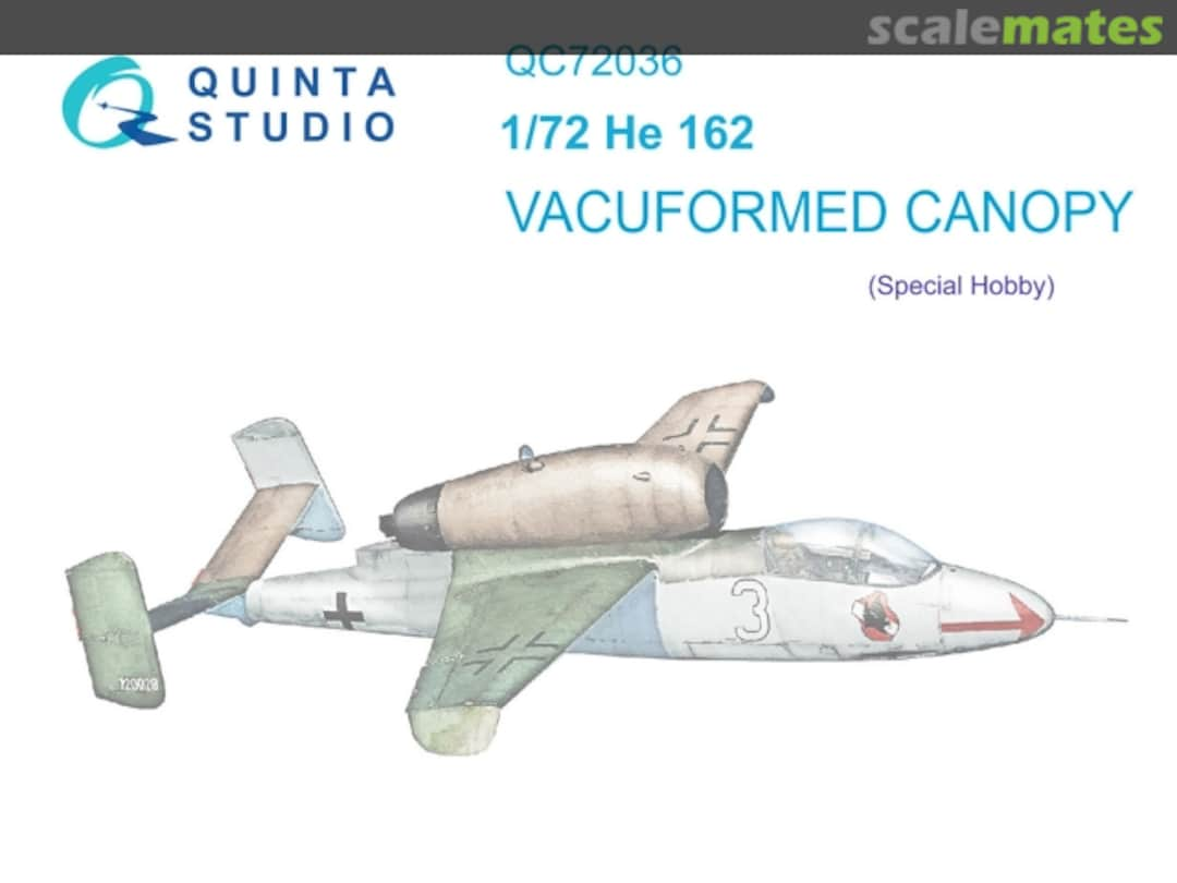 Boxart He 162 Vacuformed Canopy QC72036 Quinta Studio