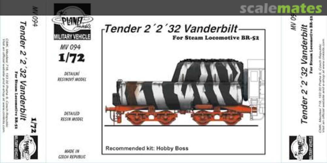 Boxart Tender 2'2'32 Vanderbilt for BR52 loko.conversion MV094 Planet Models