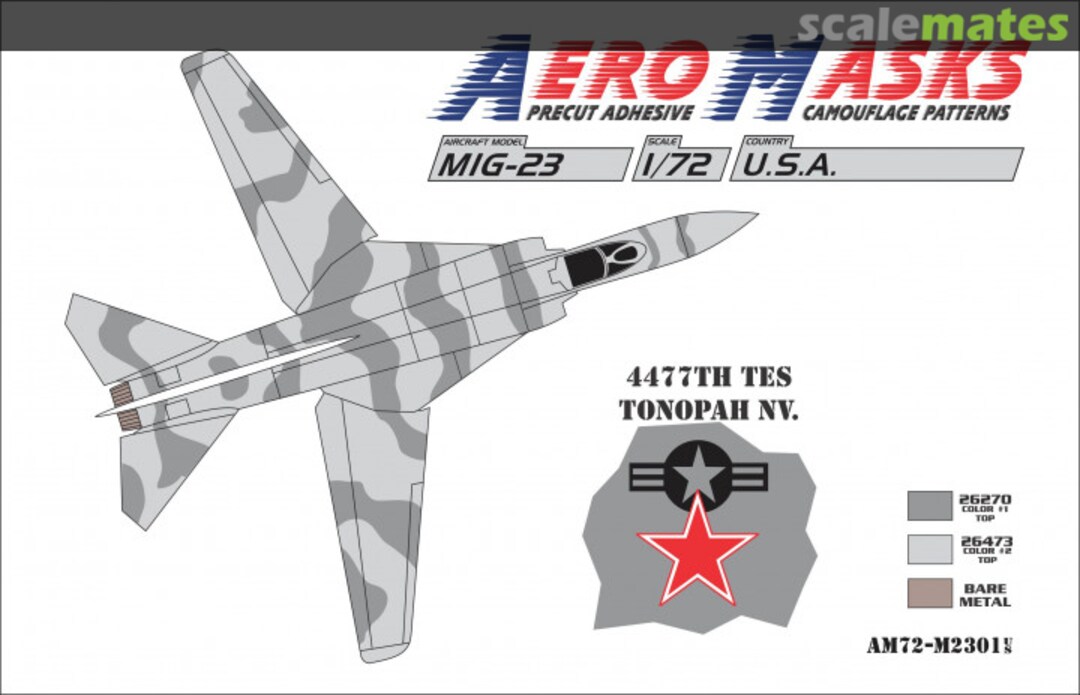 Boxart MiG-23 USA 4477th TES Tonopah NV AM72-M2301 AeroMasks