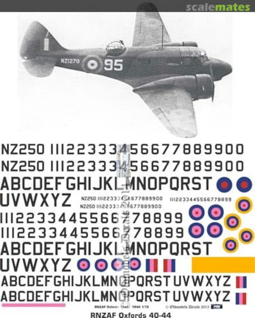 Boxart RNZAF Airspeed AS10 Mk1 &2 ans As42 and As43 Oxfords OMD0930 Oldmodels Decals