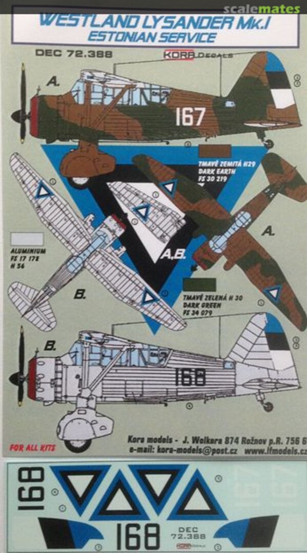 Boxart Westland Lysander Mk.I DEC72388 Kora Models