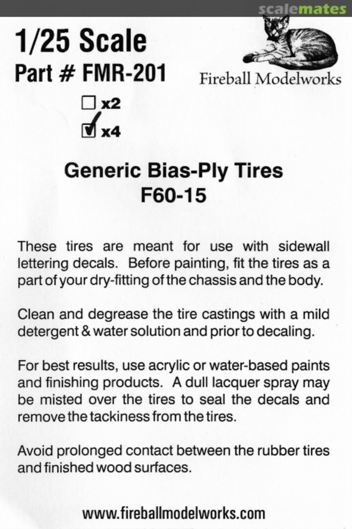 Boxart Generic Bias Ply Tires F60-15 FMR-201-4 Fireball Modelworks