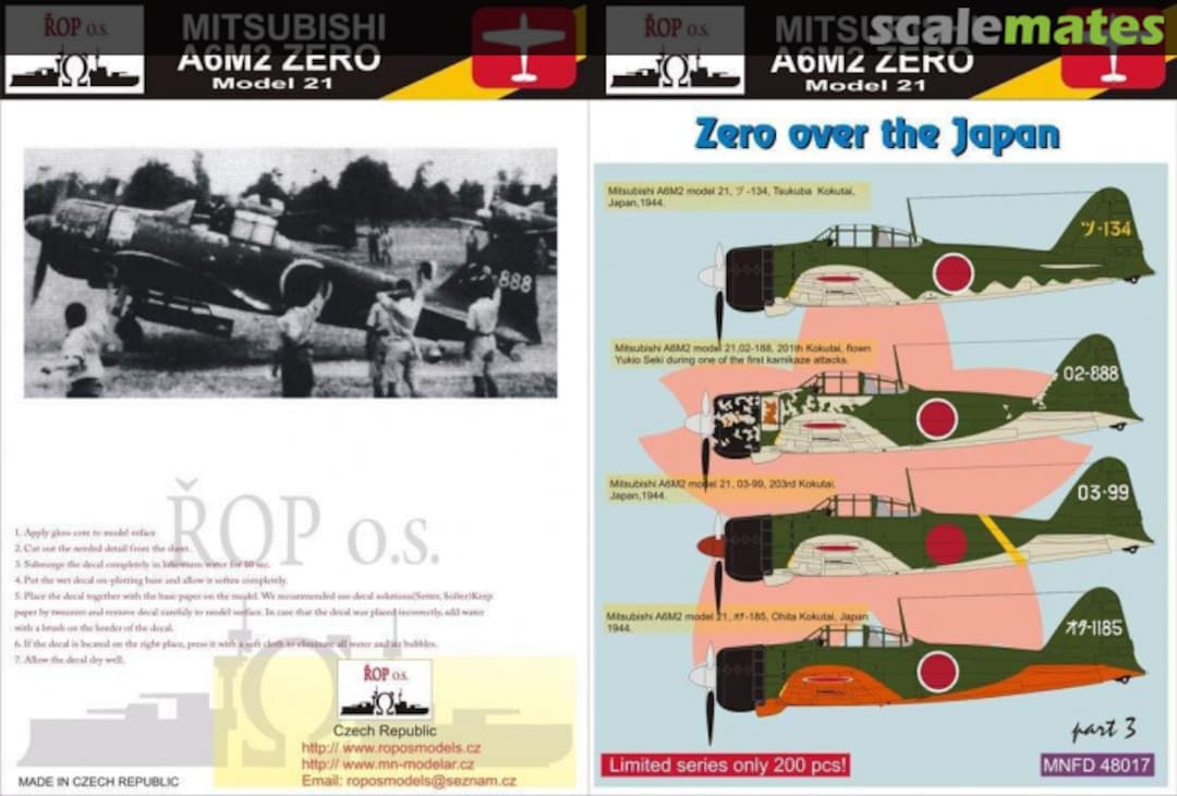 Boxart MITSUBISHI A6M2 ZERO MODEL 21 - ZERO OVER THE JAPAN MNFDL48017 ROP o.s.