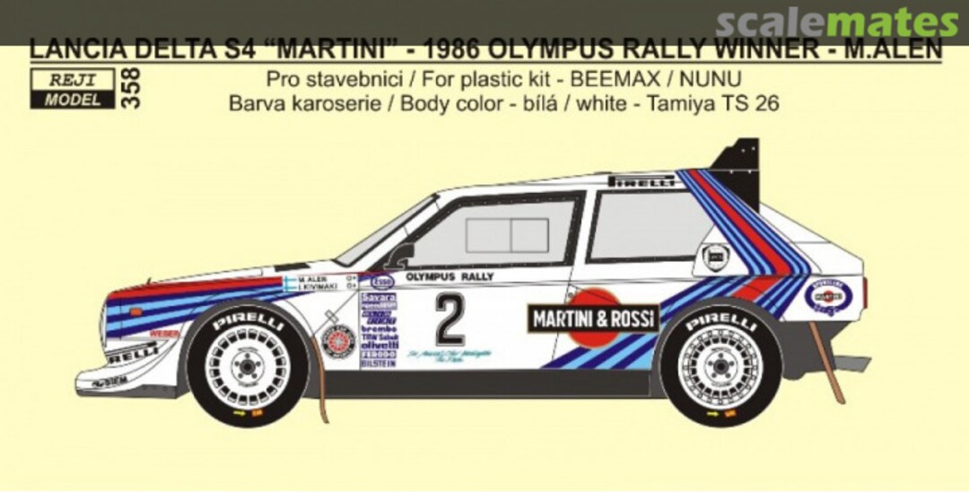 Boxart Lancia Delta S4 sponsored by Martini #2 358 REJI Model