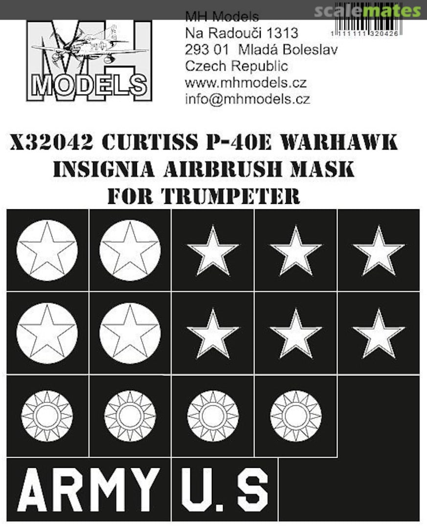 Boxart Curtiss P-40E Warhawk Insignia Airbrush Mask X32042 MH Models