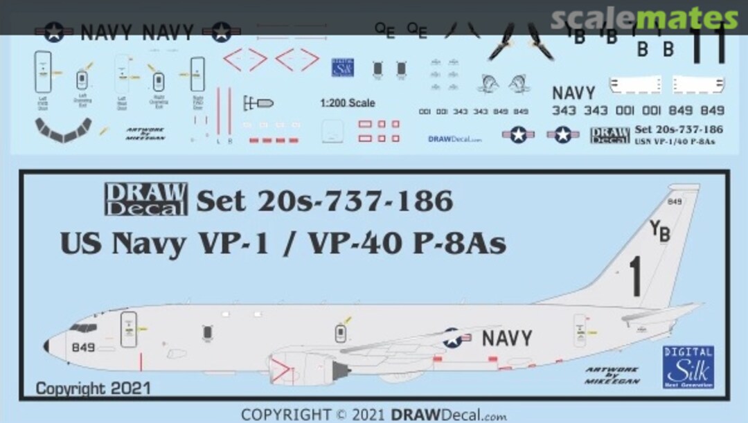 Boxart US Navy VP-1 / VP-40 P-8As Poseidons 20-737-186 Draw Decal