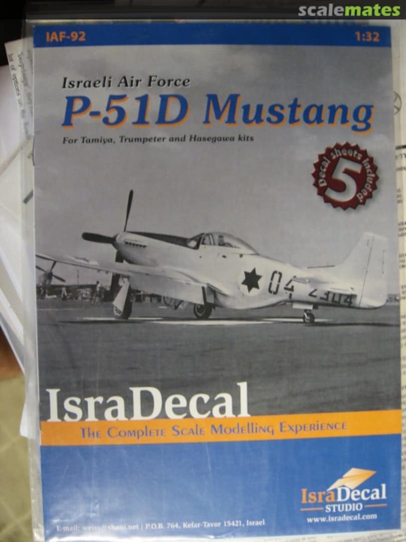 Boxart Israeli Air Force P-51D Mustang IAF-92 IsraDecal Studio