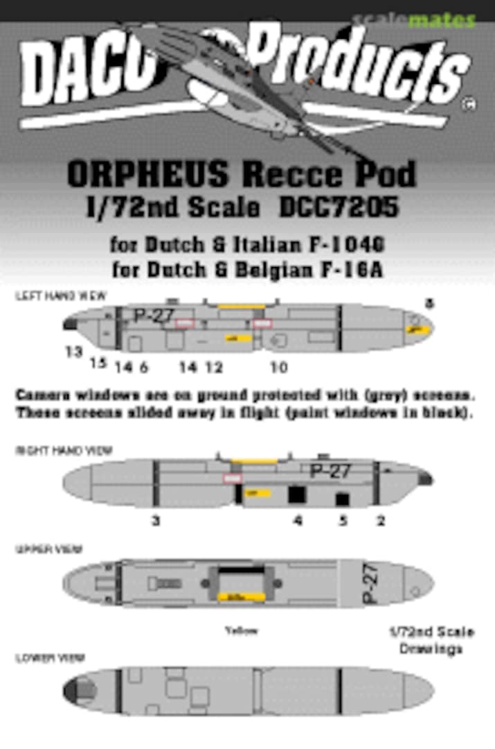 Boxart Orpheus Recce Pod for Dutch & Italian F-104G / for Dutch & Belgian F-16A DCC4805 Daco Products