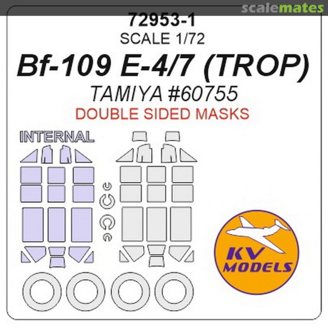 Boxart Painting double-sided masks for Bf 109E-4/E-7 (Trop) + masks for disks and wheels 72953-1 KV Models