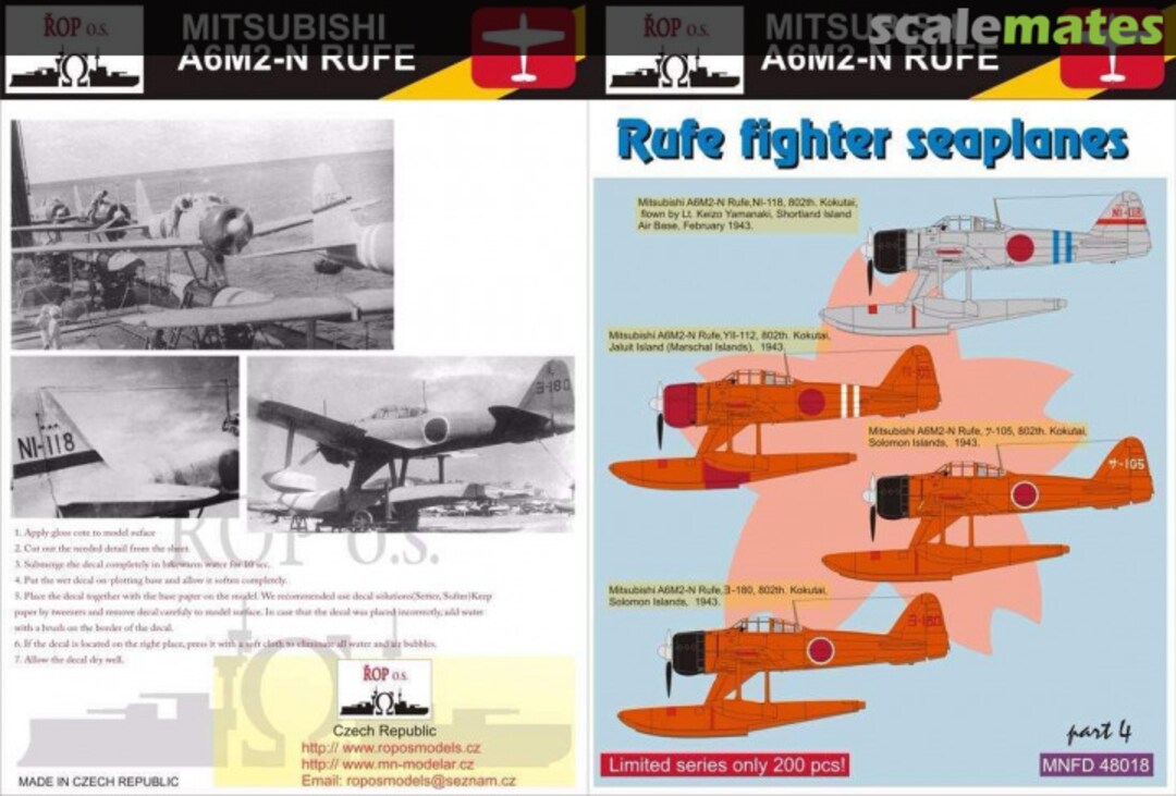 Boxart MITSUBISHI A6M2-N RUFE - RUFE FIGHTER SEAPLANES MNFDL48018 ROP o.s.