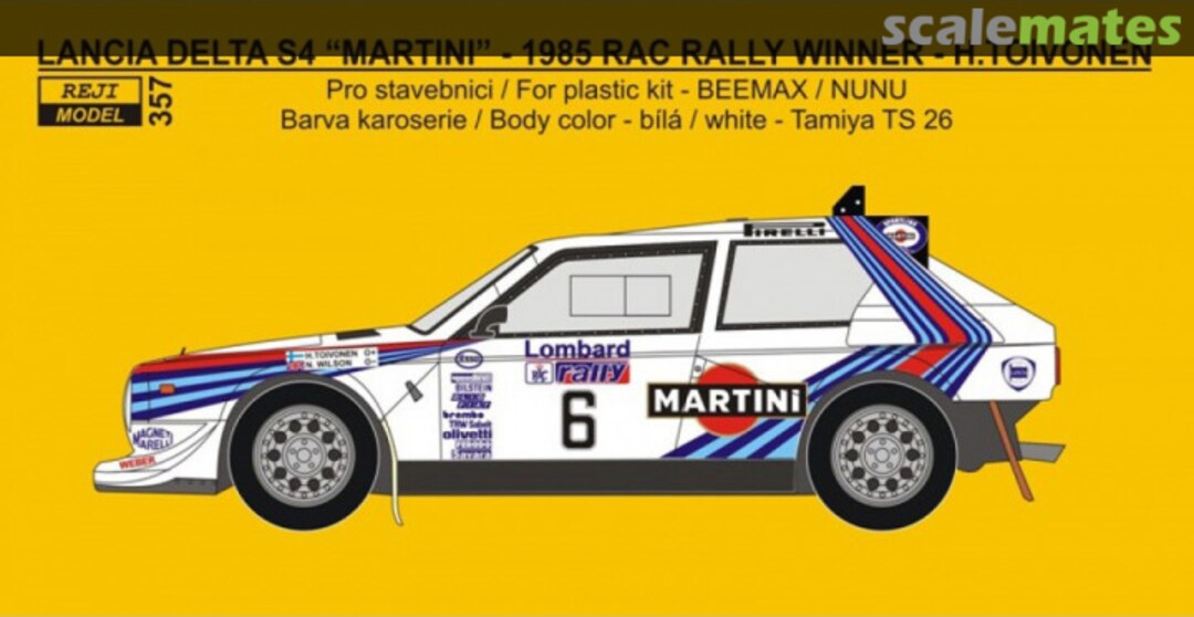 Boxart Lancia Delta S4 sponsored by Martini #6 357 REJI Model