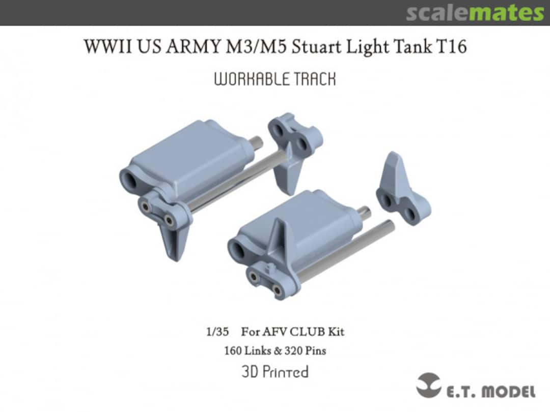 Boxart WWII U.S. Army M3 / M5 Stuart Light Tank T16 Movable Track (for AFV Club) P35-038 E.T. Model