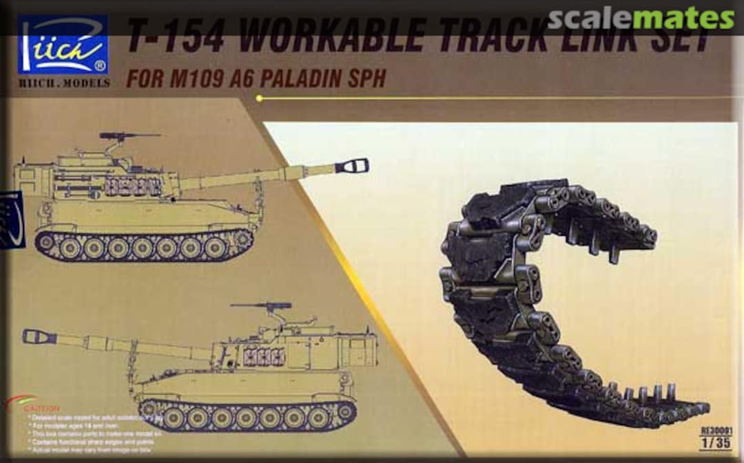 Boxart T-154 workable track link set RE30001 Riich.Models