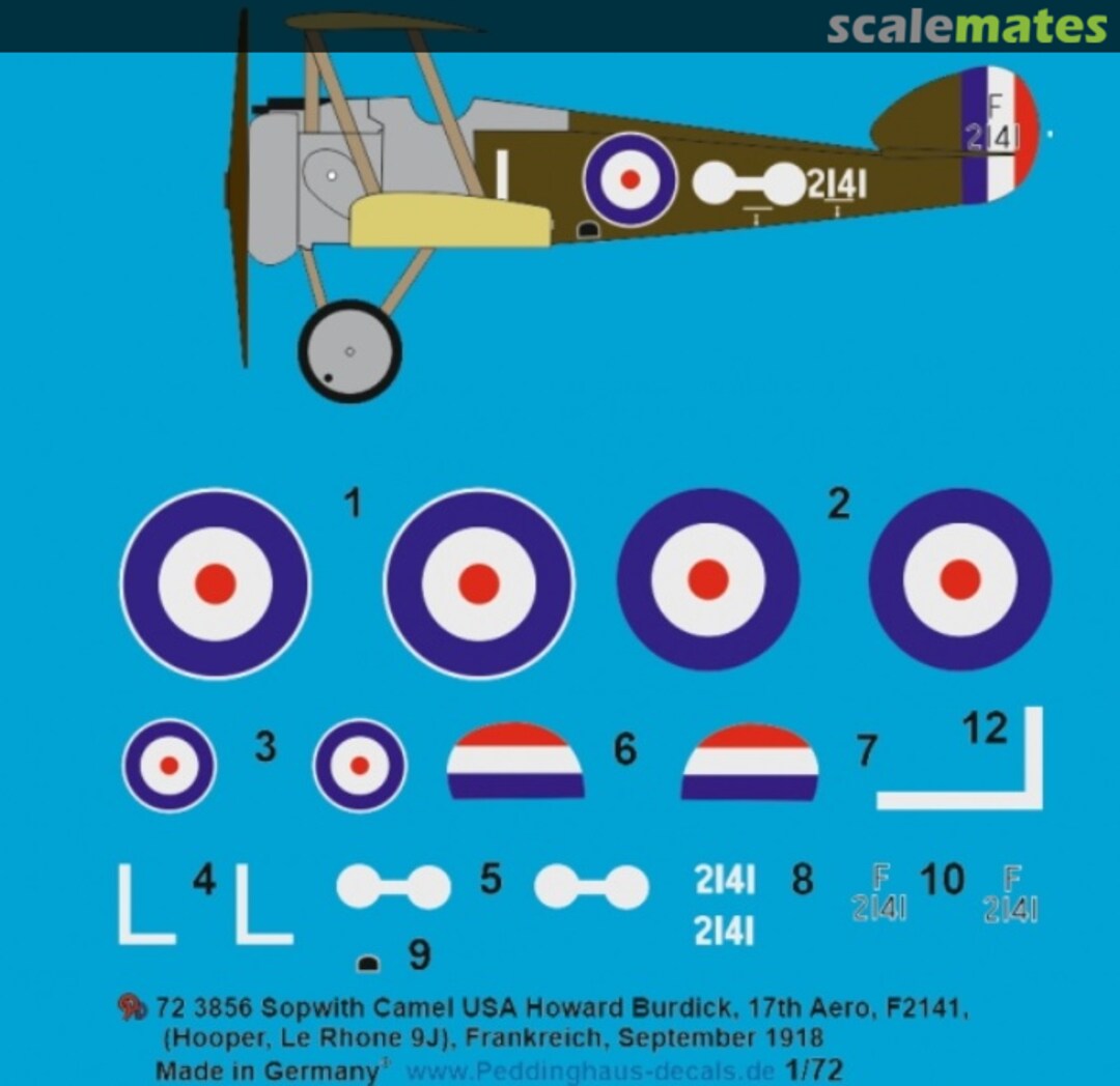 Boxart Sopwith Camel 72 3856 Peddinghaus-Decals