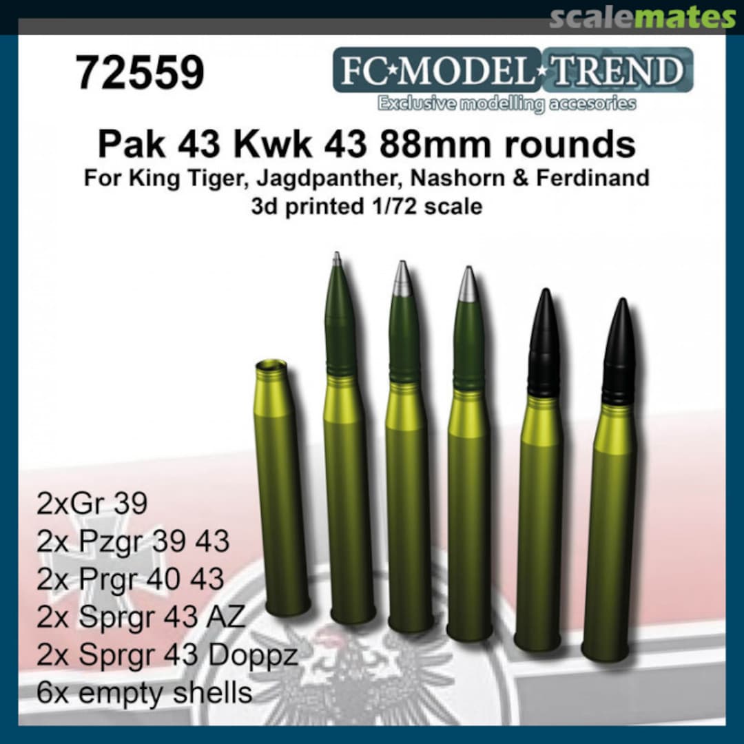 Boxart Pak43/Kwk 43 88mm rounds 72559 FC Model Trend