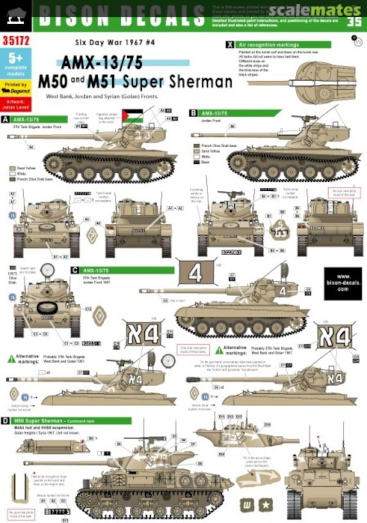 Boxart AMX-13/75 M50 and M51 Super Sherman 35172 Bison Decals