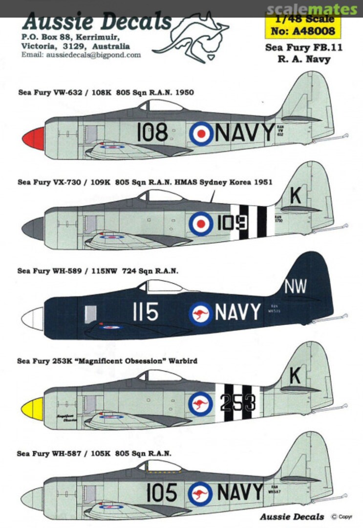 Boxart Sea Fury FB.11 A48008 Aussie Decals