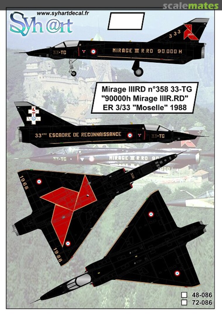 Boxart Mirage IIIRD n°358 33-TG "90000h Mirage IIIR.RD" ER 3/33 "Moselle" 1988 48-086 Syhart