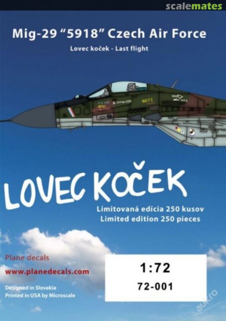 Boxart MiG-29 "5918" Czech Air Force 72-001 Plane Decals