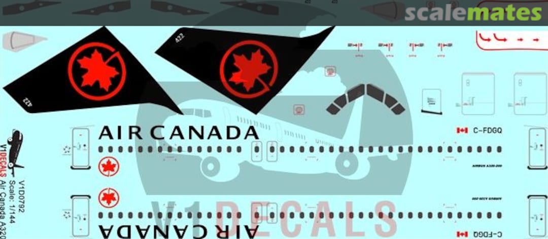 Boxart Air Canada Airbus A320 V1D0792-144 V1 Decals