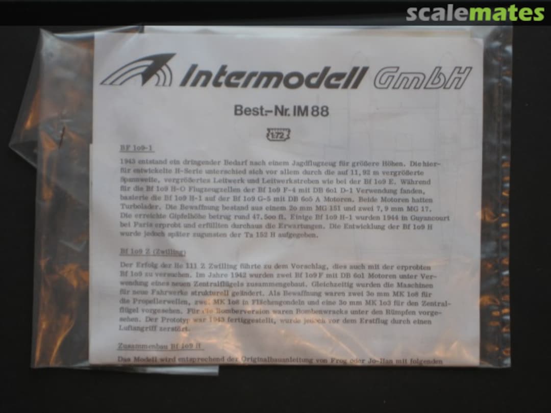 Boxart Messerschmitt Me 109H & Z IM 88 Intermodell