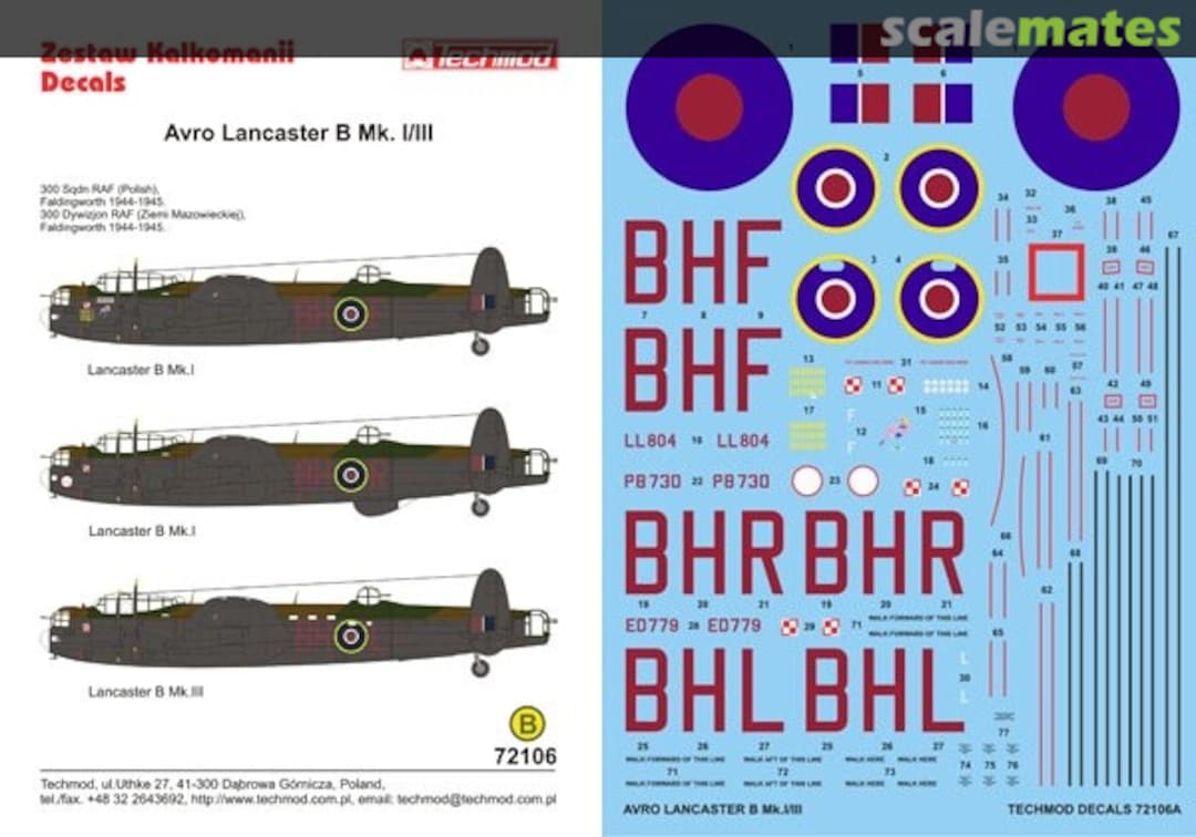 Boxart Avro Lancaster B Mk.I/III 72106 Techmod