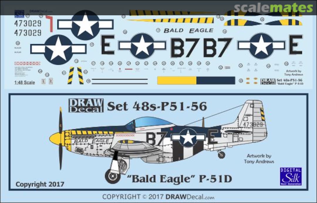 Boxart P-51D "Bald Eagle" 48-P51-56 Draw Decal